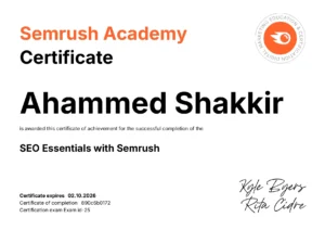 Semrush Certificate - Freelance Digital Marketing Analyst in Palakkad